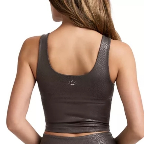 Beyond Yoga Espresso Brown Snakeskin Powershine Sport & Street Cropped Top XS - Picture 3 of 11